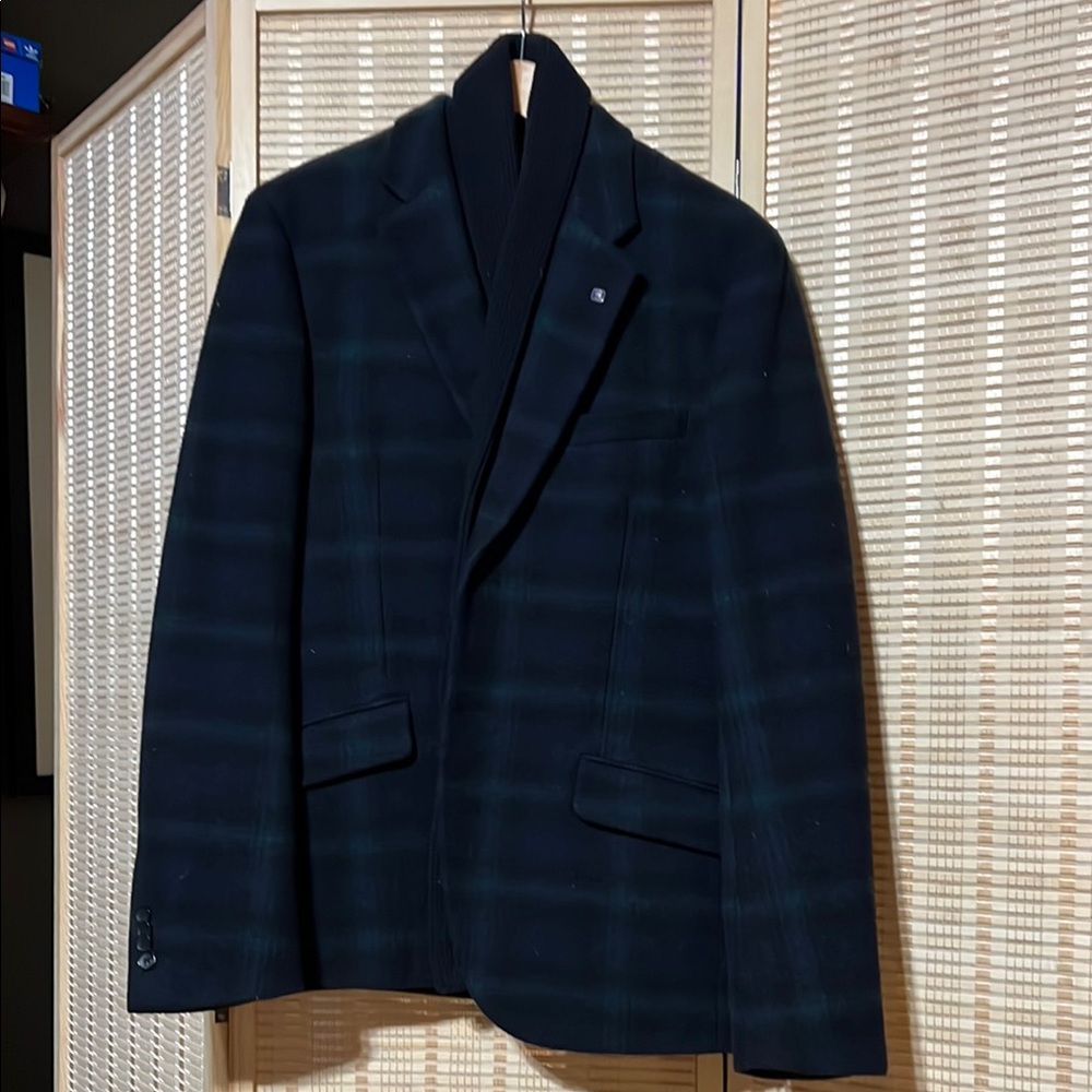 Scotch & Soda Men's Black and Green Plaid Blazer